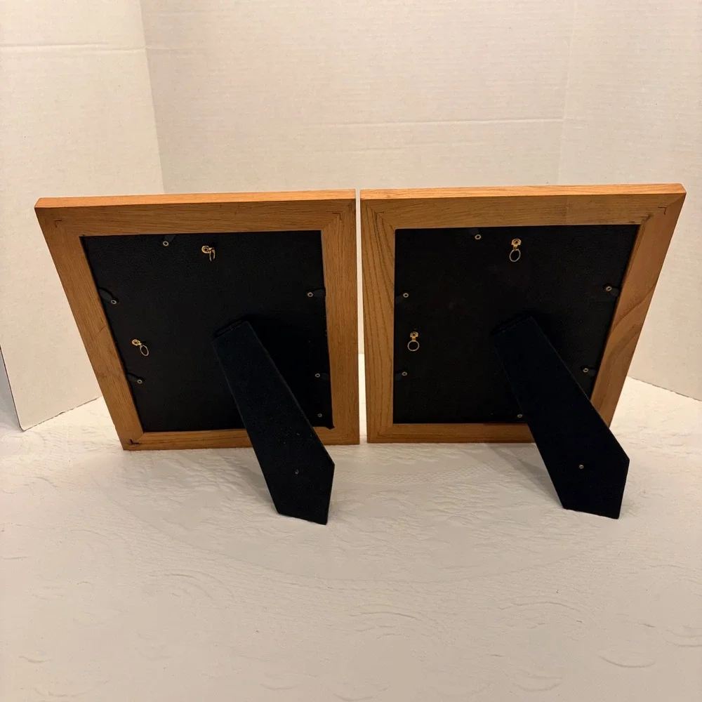 Alyssa Solid Oak Picture Frames Set of 2 Wood 8x10 Matted to 5x7 Tabletop Wall